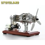 Red Hot Glowing 16 Cylinder Stirling Engine Model Swash Plate Physics Educational Toys - Silver 1
