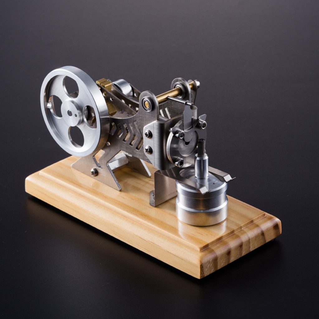 Hot Air Stirling Engine Motor Model Scientific Physics Education Toy Metal Frame Wood Base Experimental Equipment 5