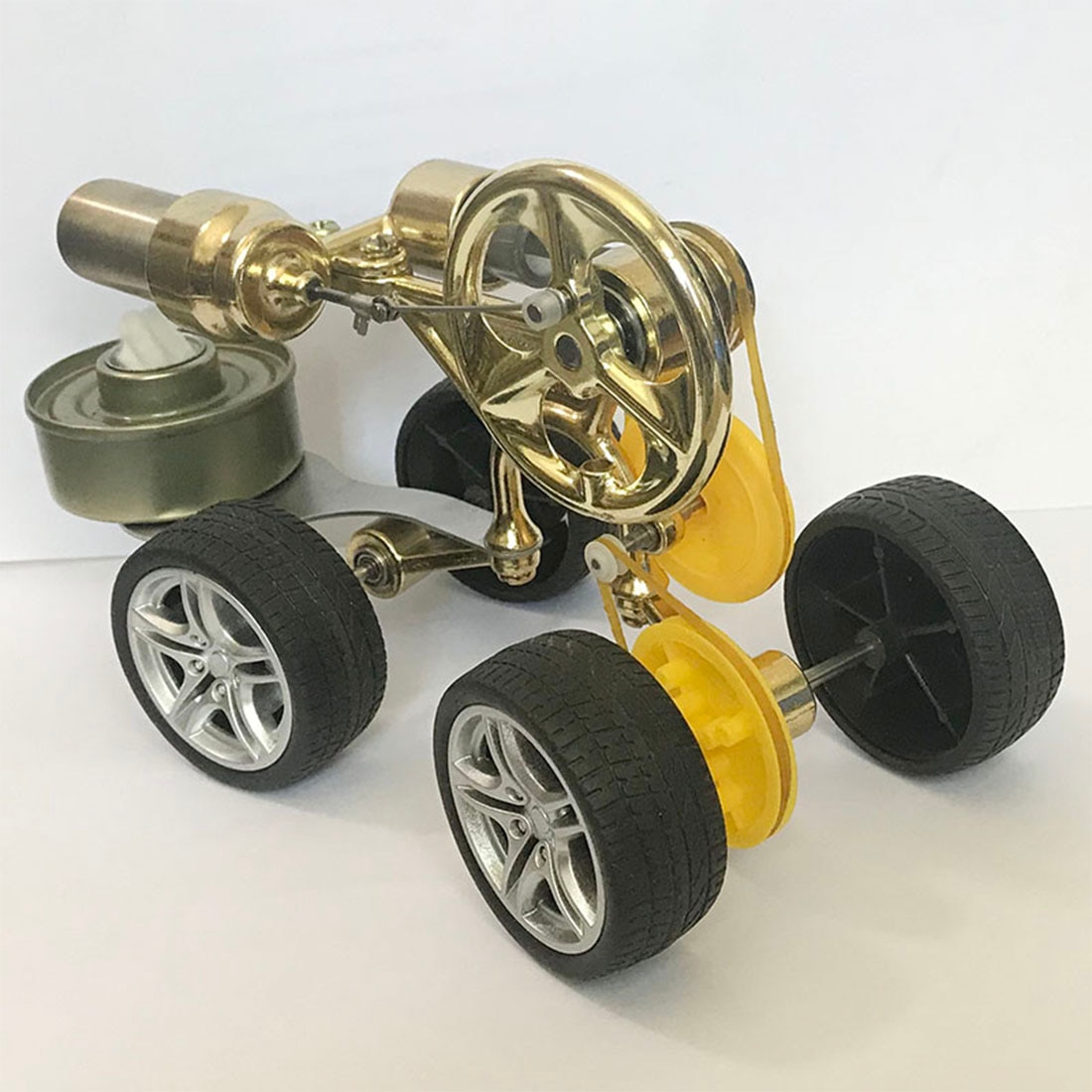 Single Cylinder Stirling Engine Model Runnable Car Motor Model - Golden 3