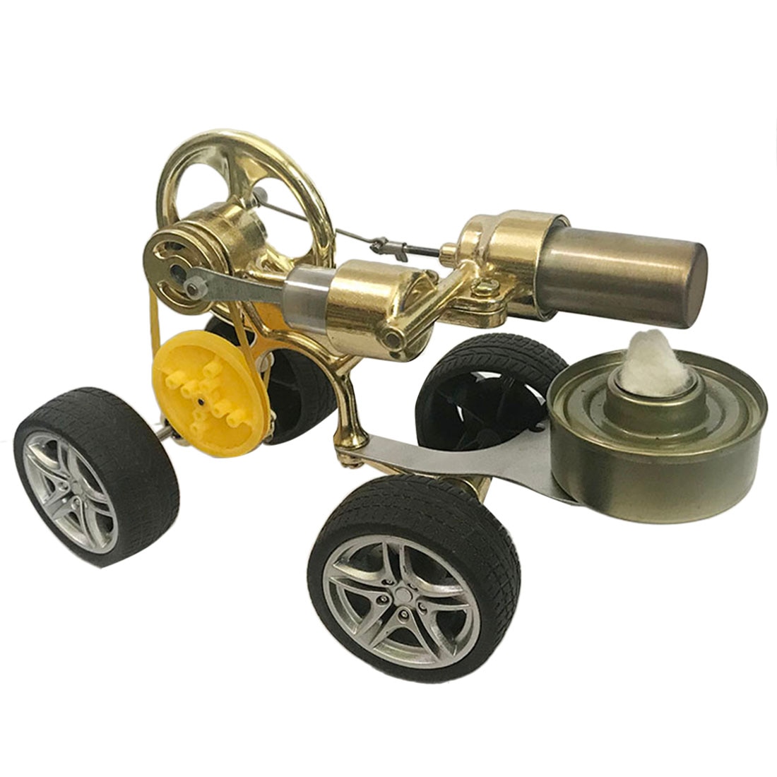 Single Cylinder Stirling Engine Model Runnable Car Motor Model - Golden 1