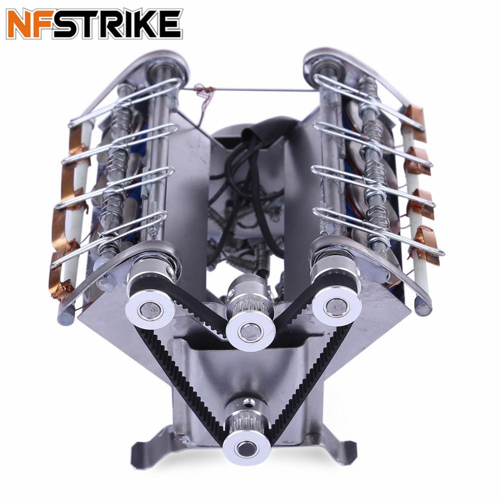 V8 High Speed Engine Model Electromagnetic 8-Cylinder Car Engine Working Principle Stem - Assembled 1
