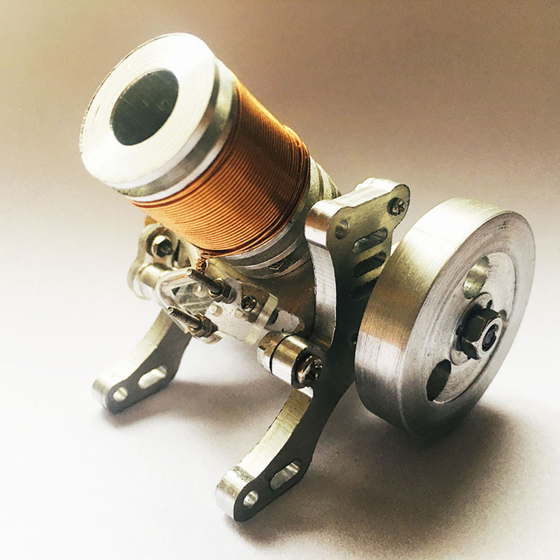 Metal Mini Type Single-cylinder Electromagnetic Engine Cannon Model Operable Science Experiment Toy (6-12V Supply Voltage) 3