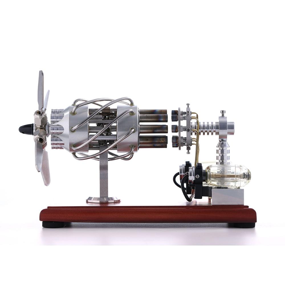 Red Hot Glowing 16 Cylinder Stirling Engine Model Swash Plate Physics Educational Toys - Silver 2