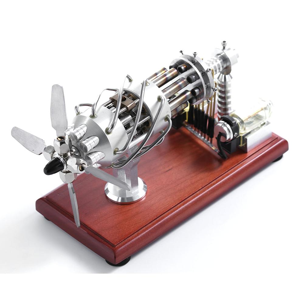 Red Hot Glowing 16 Cylinder Stirling Engine Model Swash Plate Physics Educational Toys - Silver 6